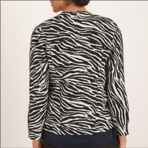 Chico’s Modern Jacquard Zebra Print Zip Up Blazer Jacket Size Large 12/14 - Picture 2 of 13